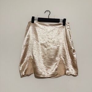 Lyaner | Romantic Gold Lace Mini Skirt